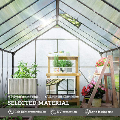 Serre de jardin aluminium polycarbonate avec gouttière 16' x 8'