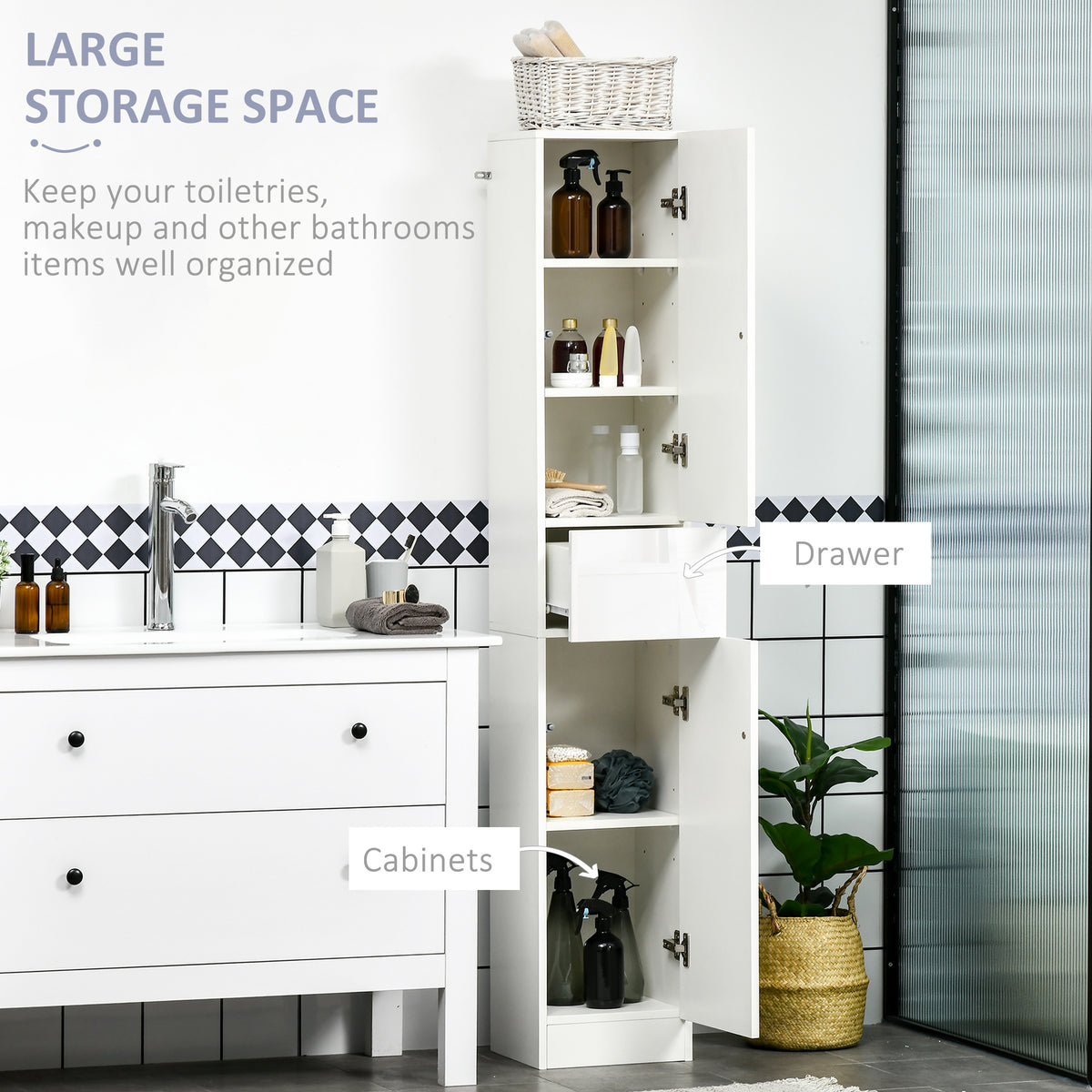 Armoire salle de bain haute portes ajustables