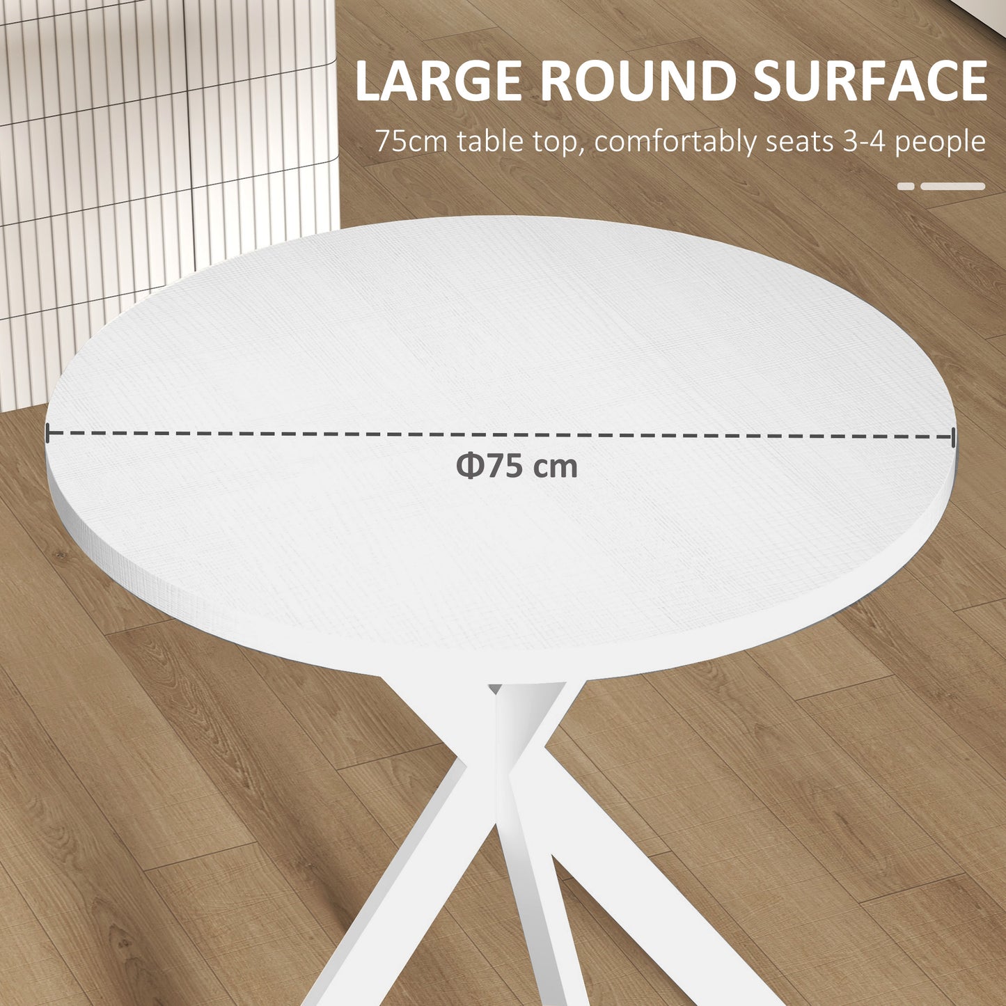 Table à manger ronde contemporaine 74 cm pieds croisés