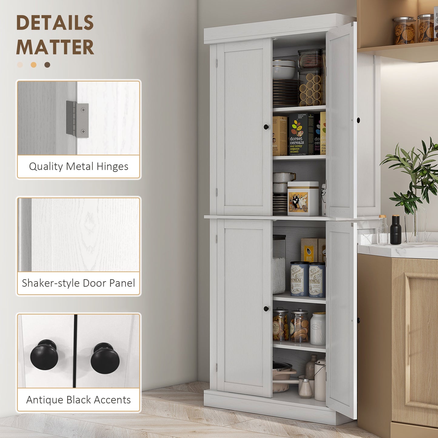 Garde-manger cuisine 184cm 4 portes 6 tablettes