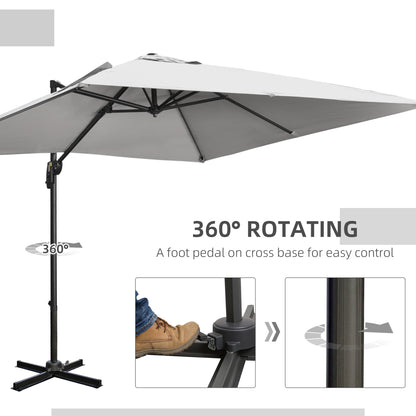 Parasol déporté carré inclinable avec manivelle et pied