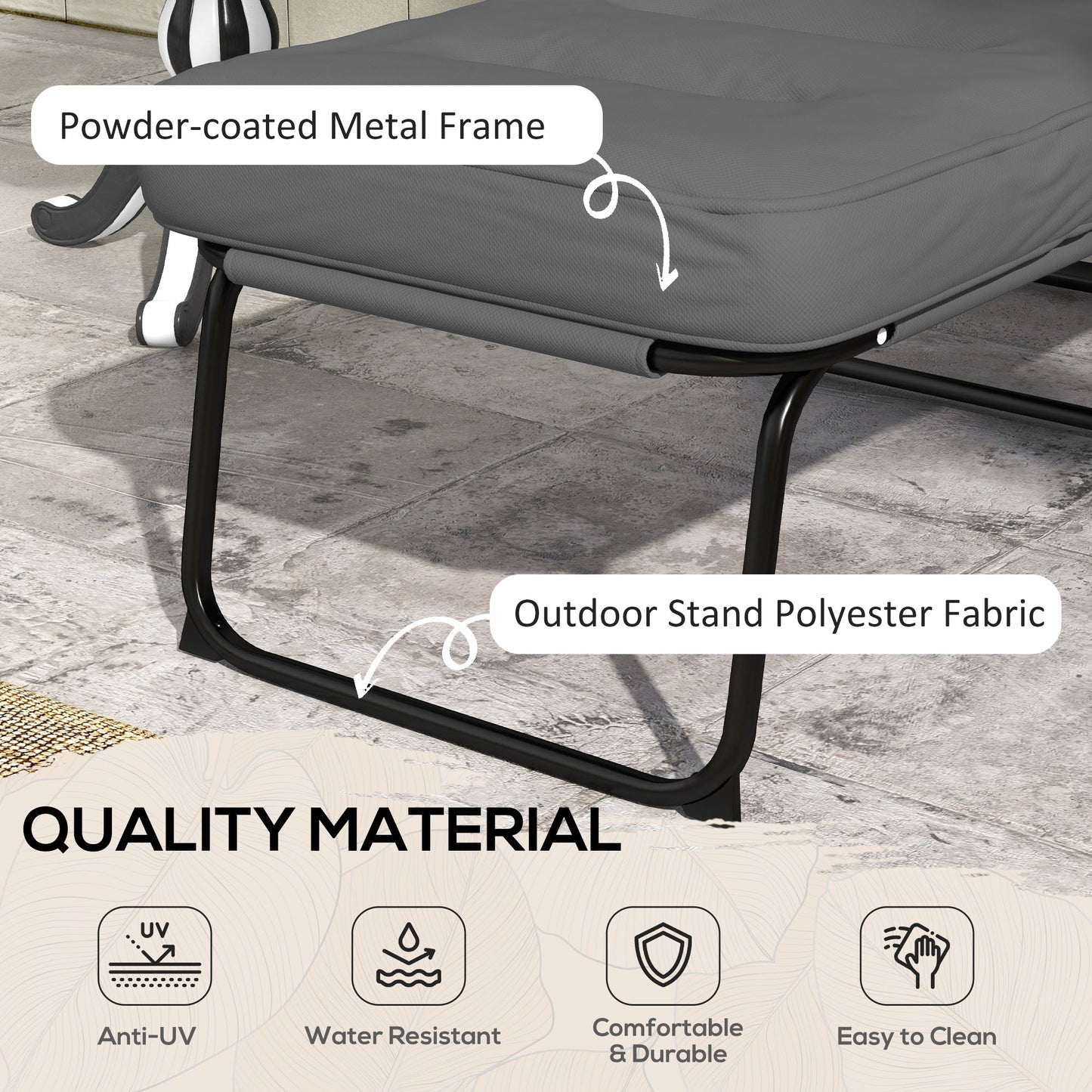 Chaise longue inclinable pliante avec repose-pieds rembourrée
