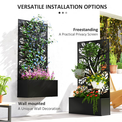 Jardinière surélevée en métal avec panneau décoratif