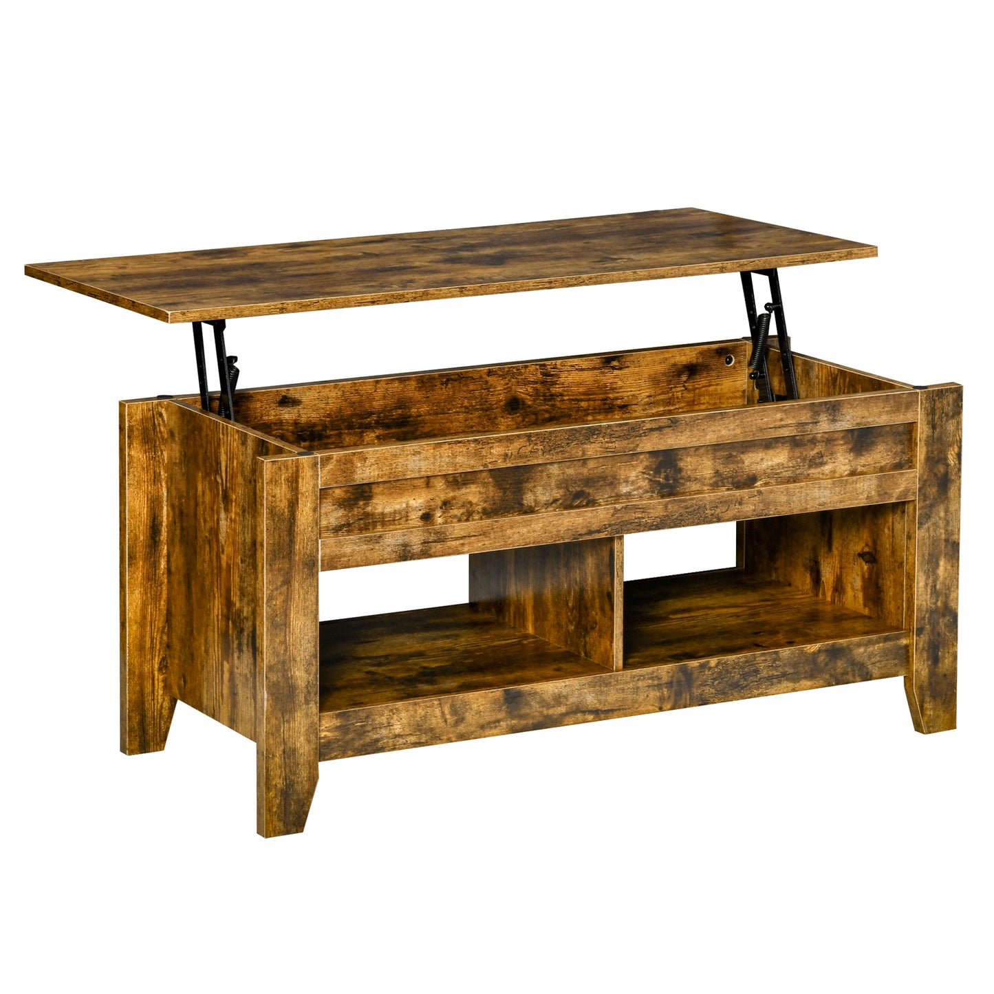Table à café avec plateau relevable et rangement caché