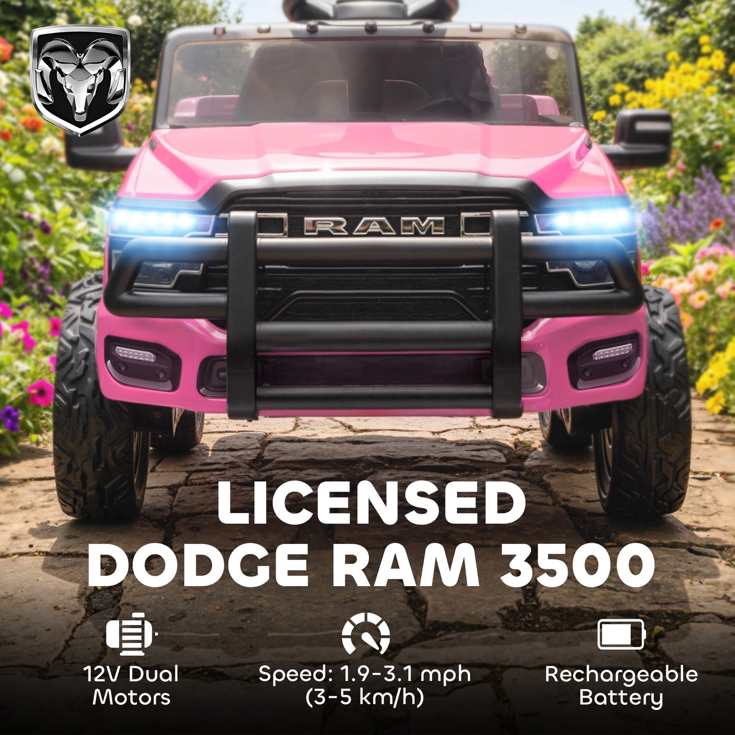 Voiture électrique enfant Dodge RAM 3500 télécommandée 12V