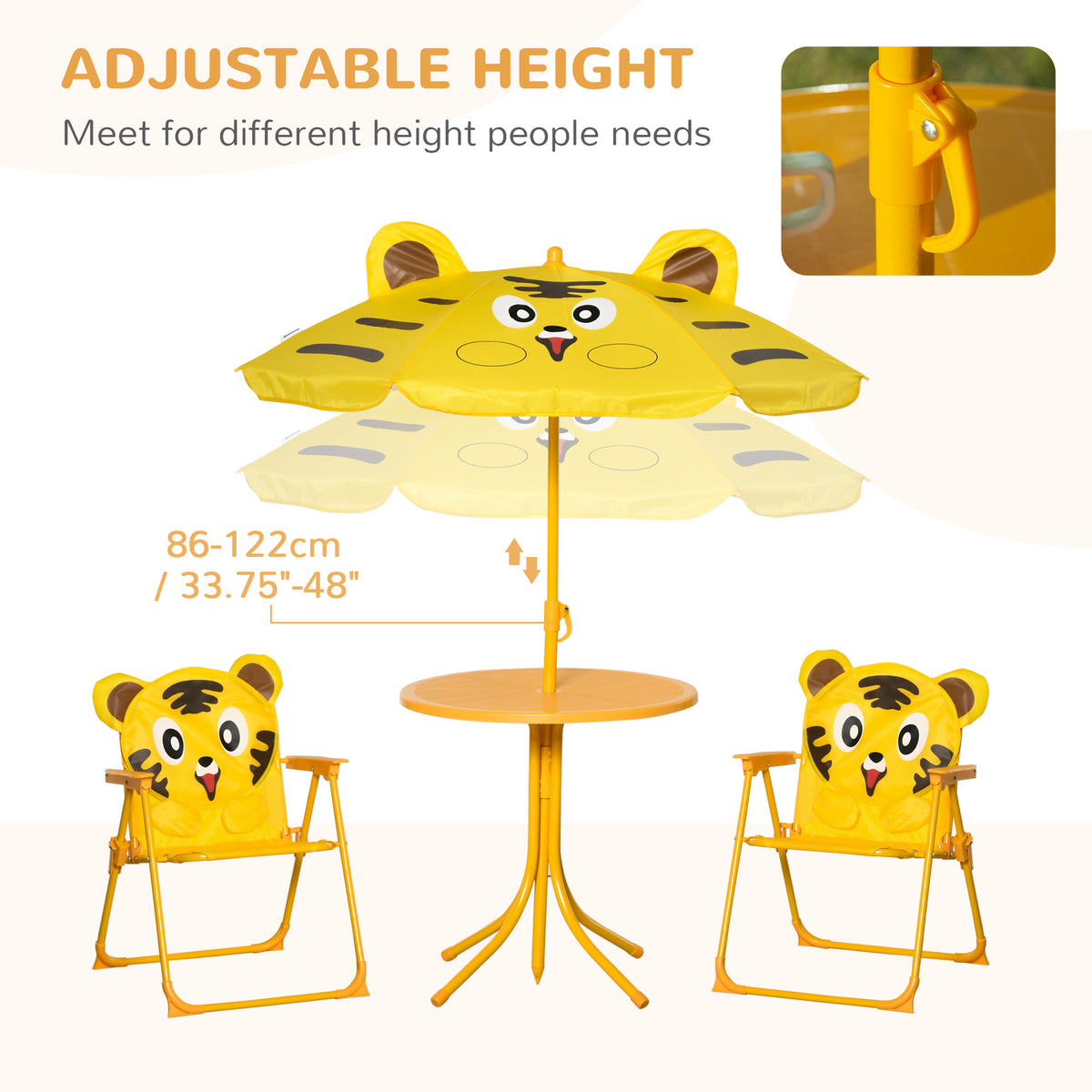 Ensemble table et chaises pour enfants avec parasol — Lot de 4