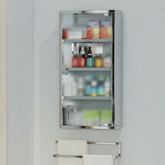 Armoire à pharmacie murale verrouillable en acier inoxydable