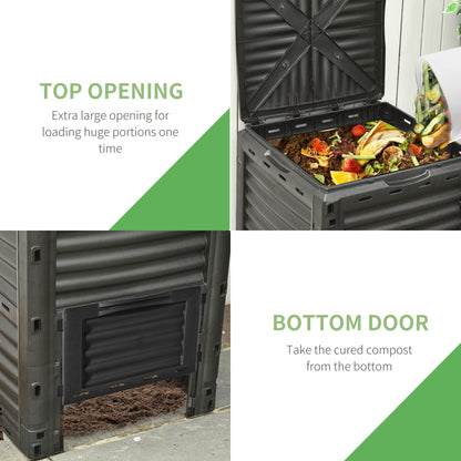 Bac à compost extérieur grande capacité 302 L