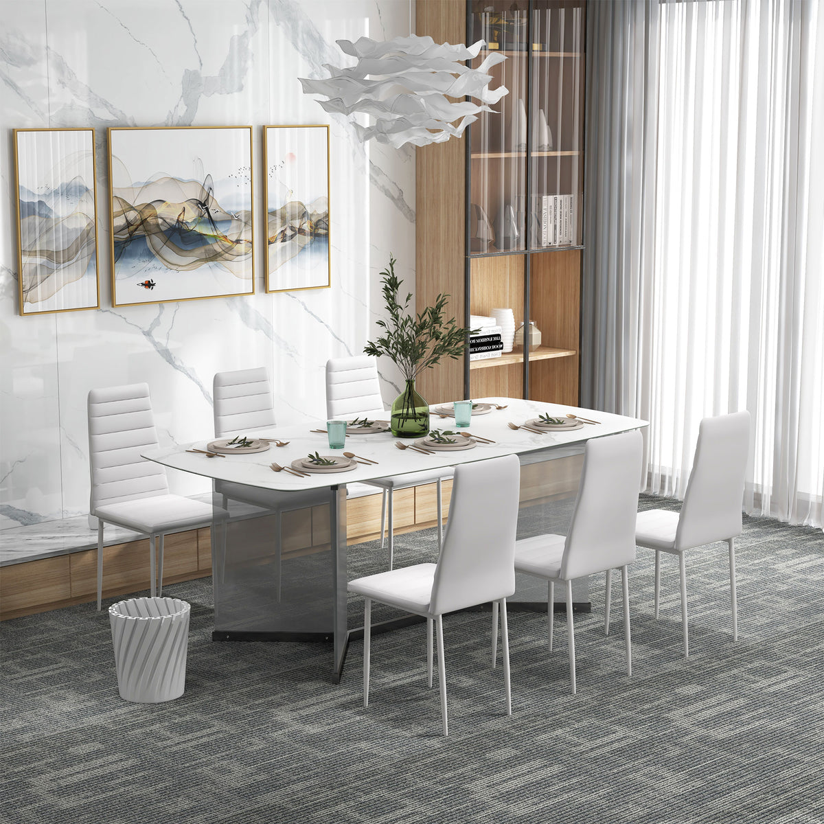 Chaises de salle à manger modernes en similicuir — Lot de 6