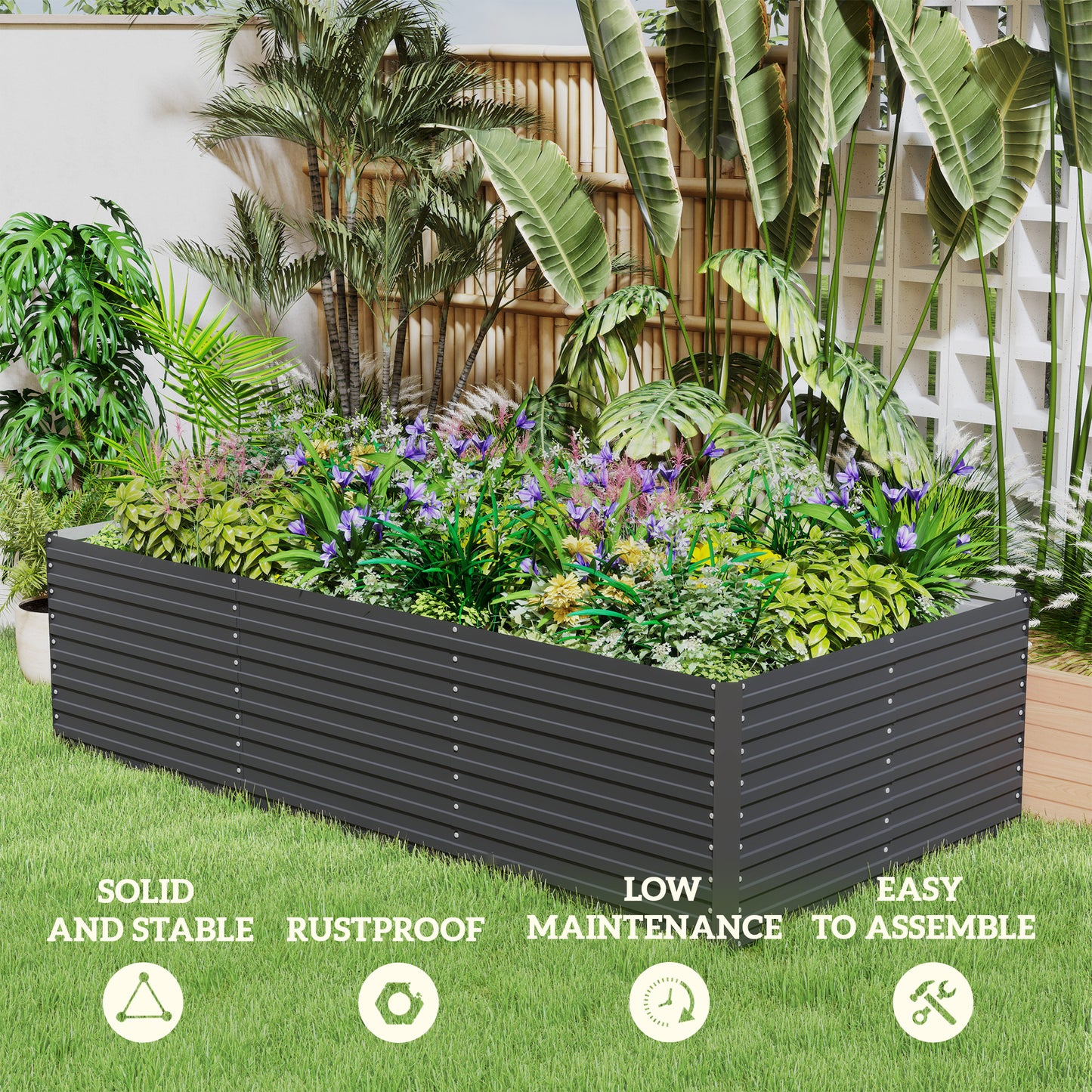 Bac de jardinage surélevé galvanisé extra profond 240x120x60cm