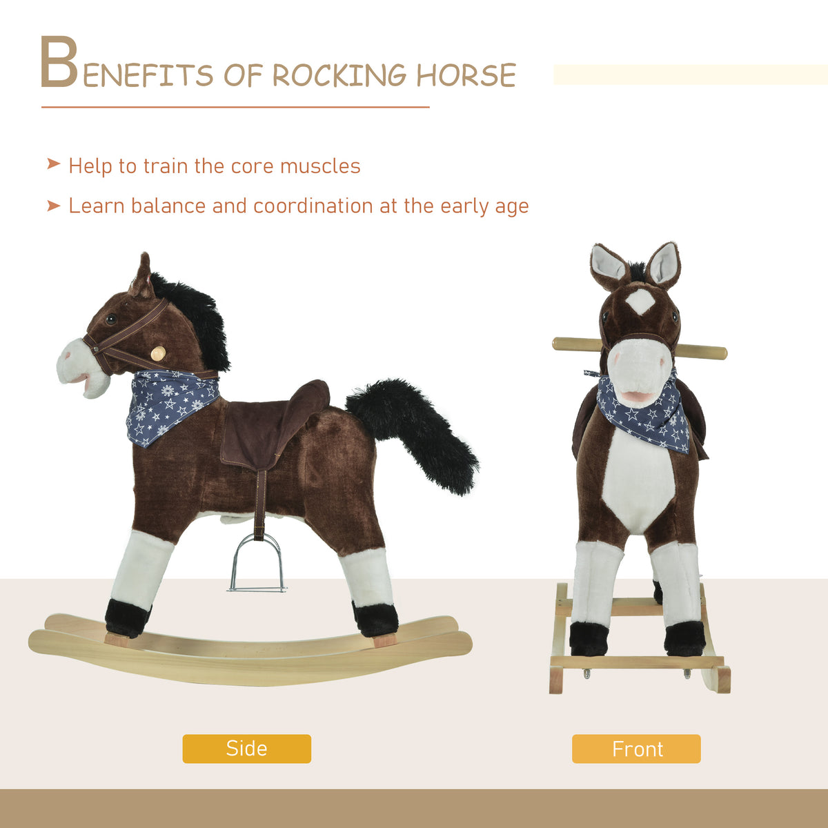Cheval à bascule en peluche pour enfants son réaliste