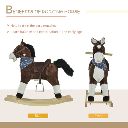 Cheval à bascule en peluche pour enfants son réaliste
