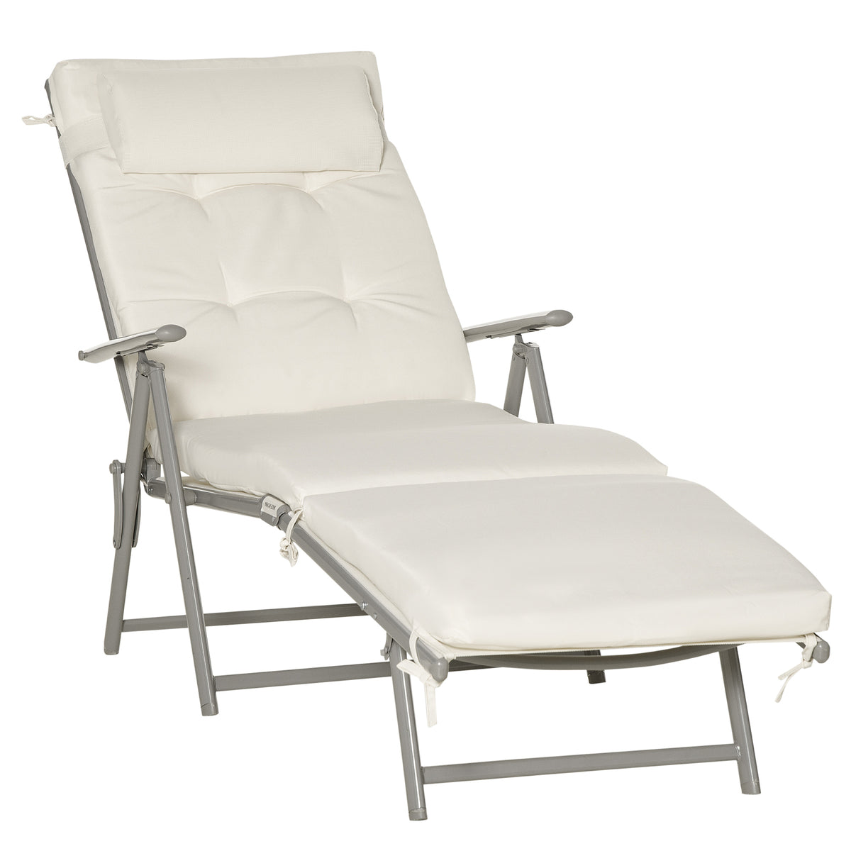 Chaise longue pliante extérieure à 7 positions avec coussin
