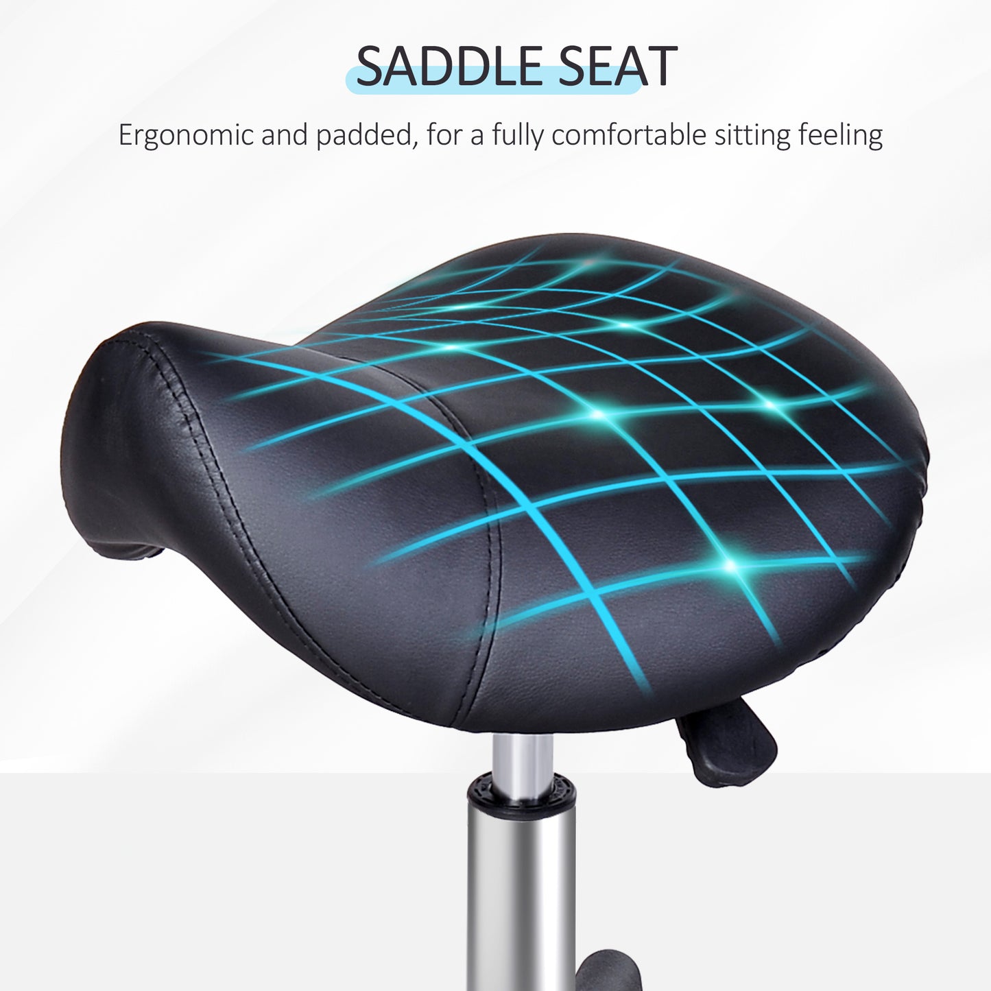 Tabouret selle ergonomique pivotant à roulettes