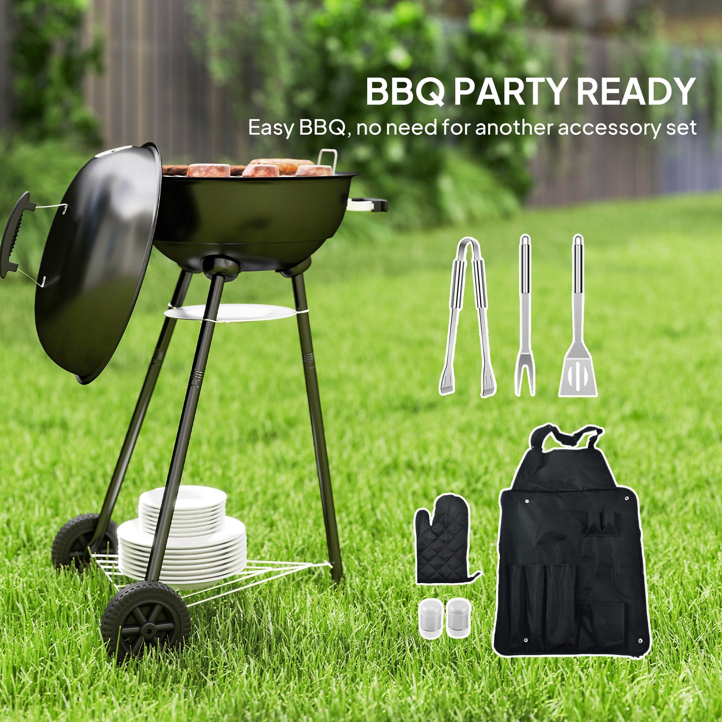 BBQ au charbon portable 17 pouces avec accessoires
