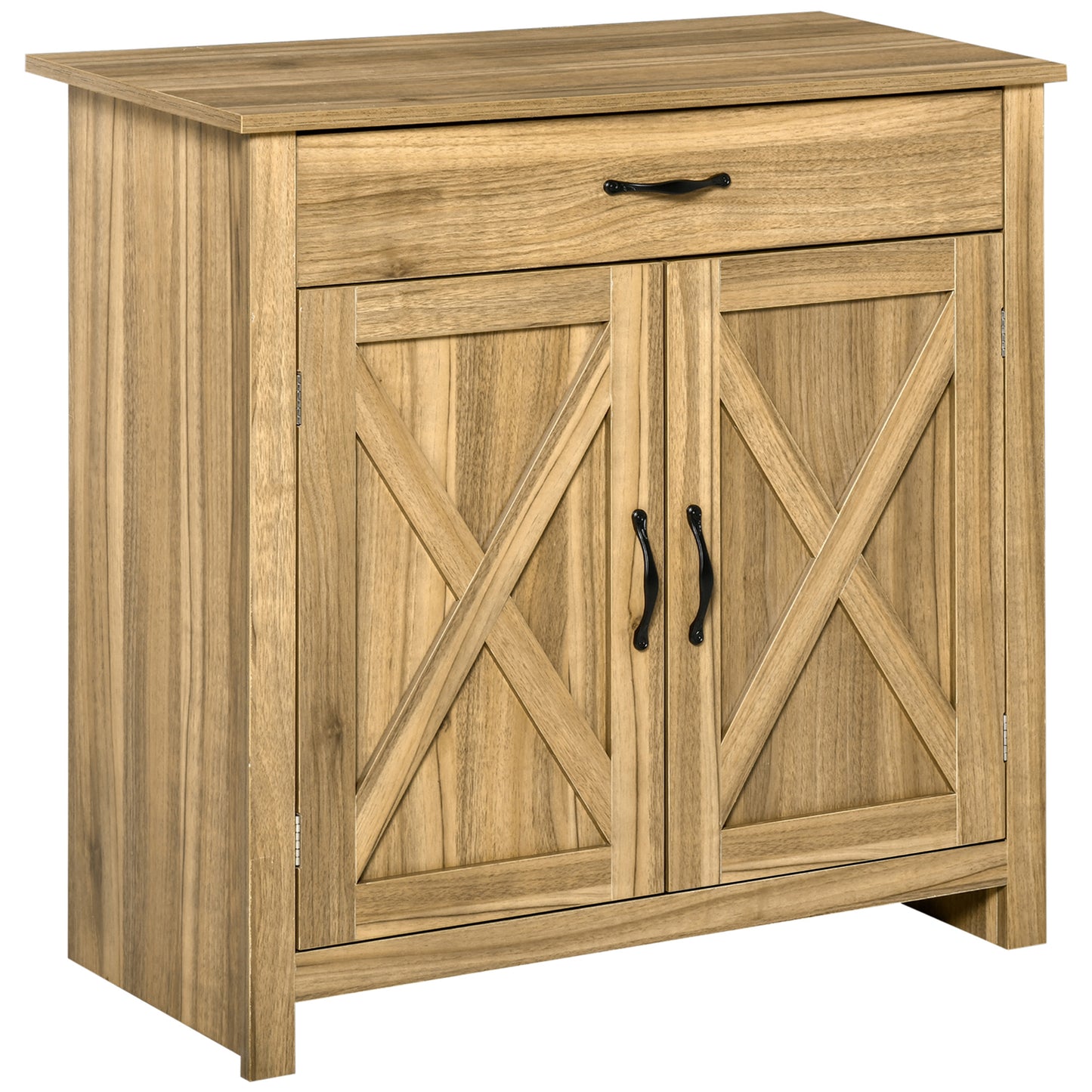 Buffet campagnard avec portes de grange et tiroir