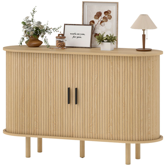 Buffet avec portes coulissantes à lamelles