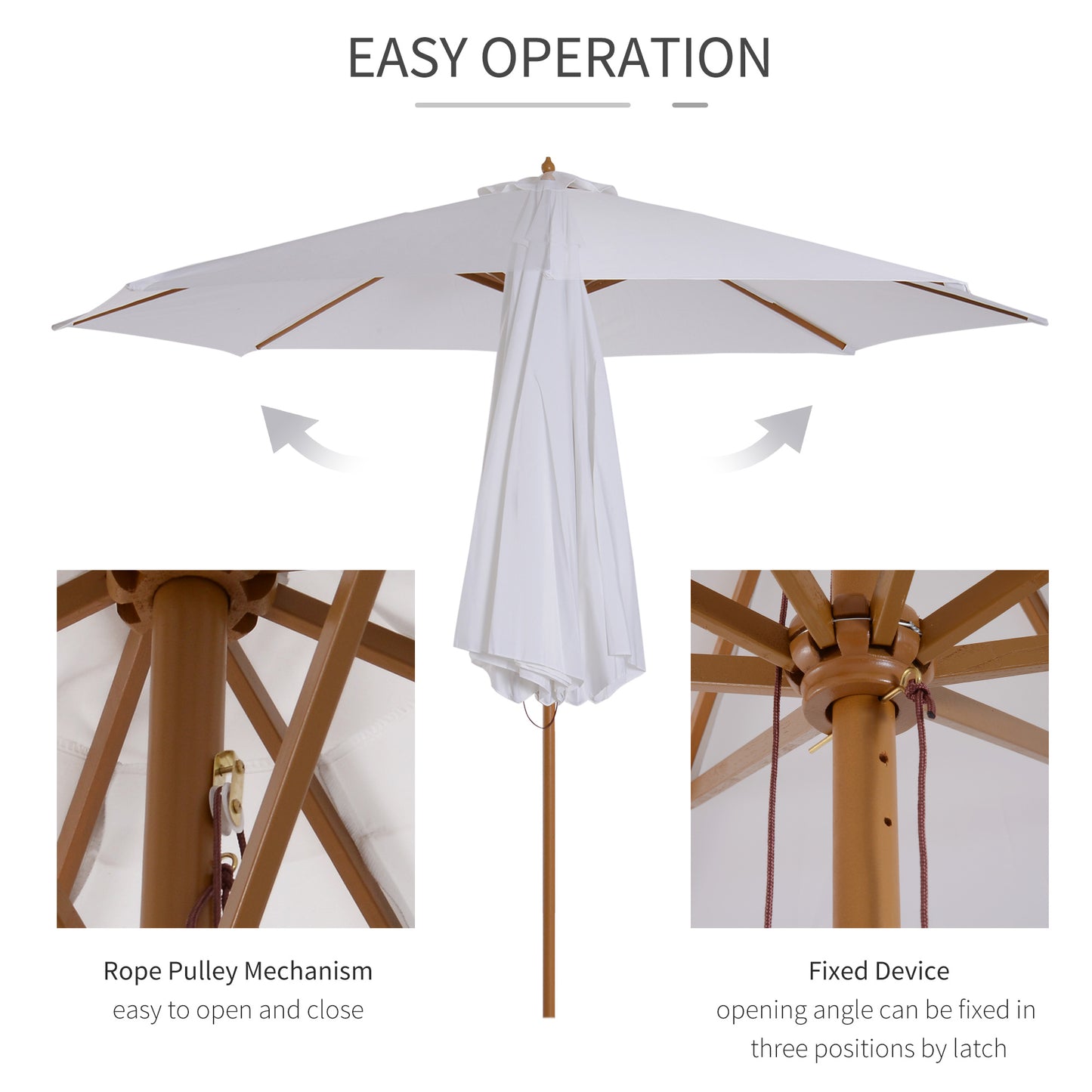 Parasol de marché rond bambou 305 cm