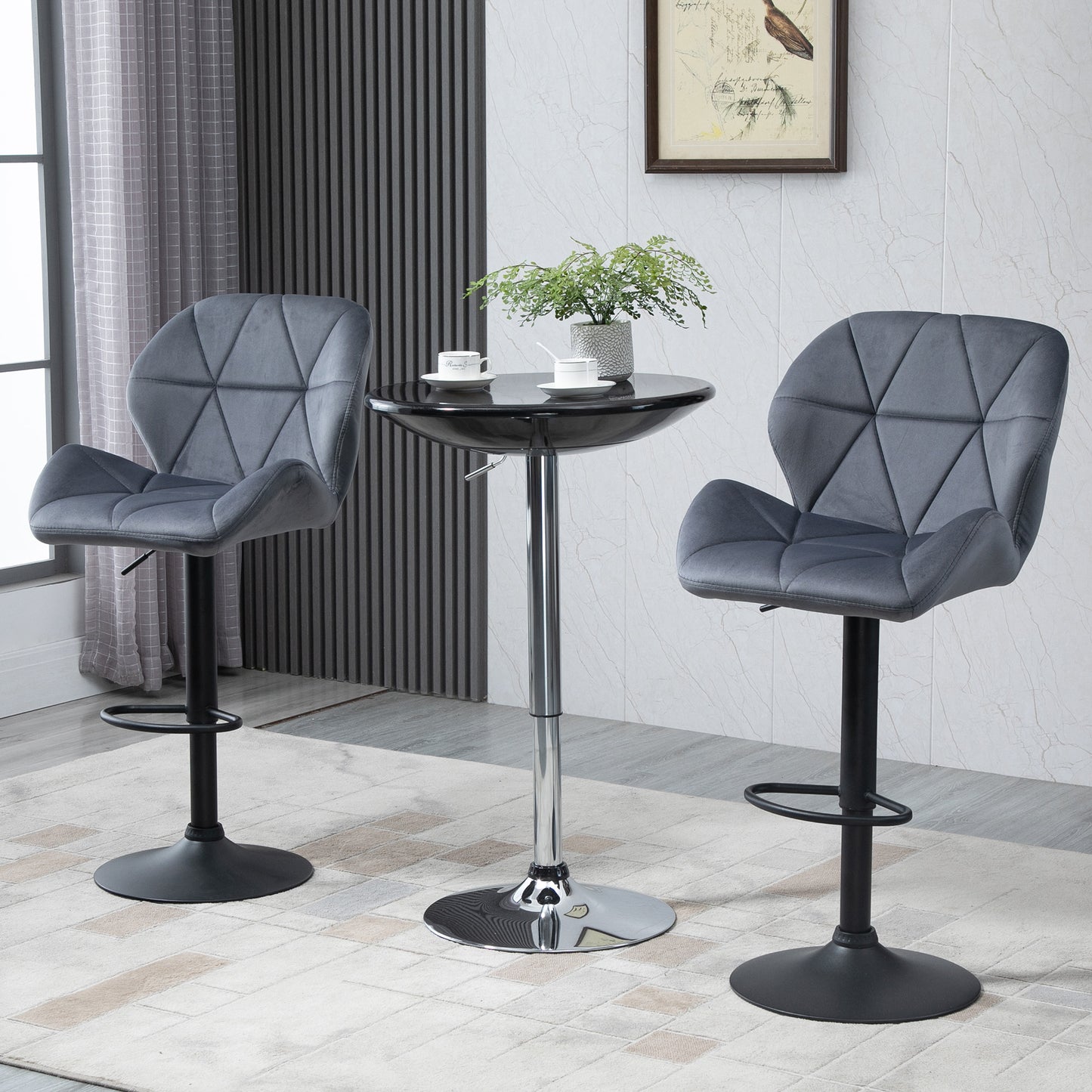 Tabourets de bar ajustables tissu ensemble de 2