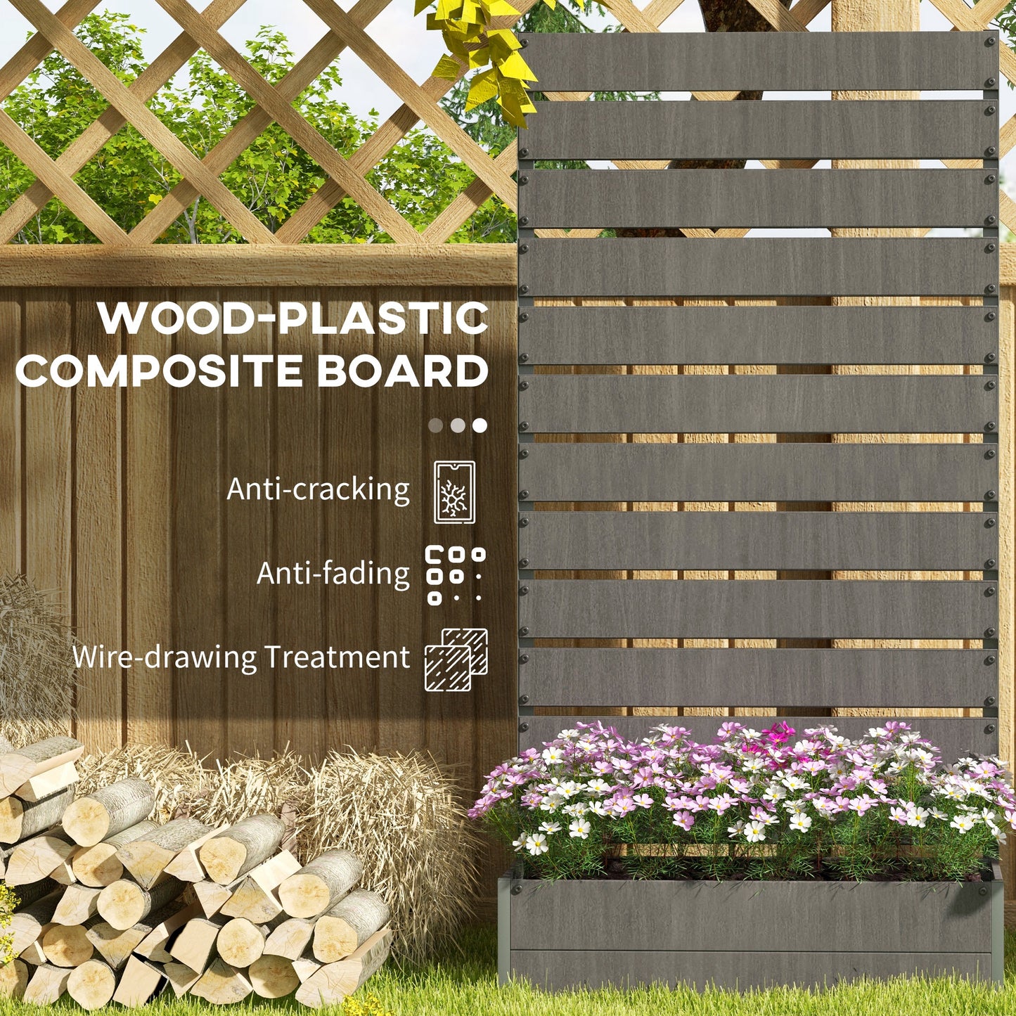 Jardinière surélevée avec treillis pour plantes grimpantes
