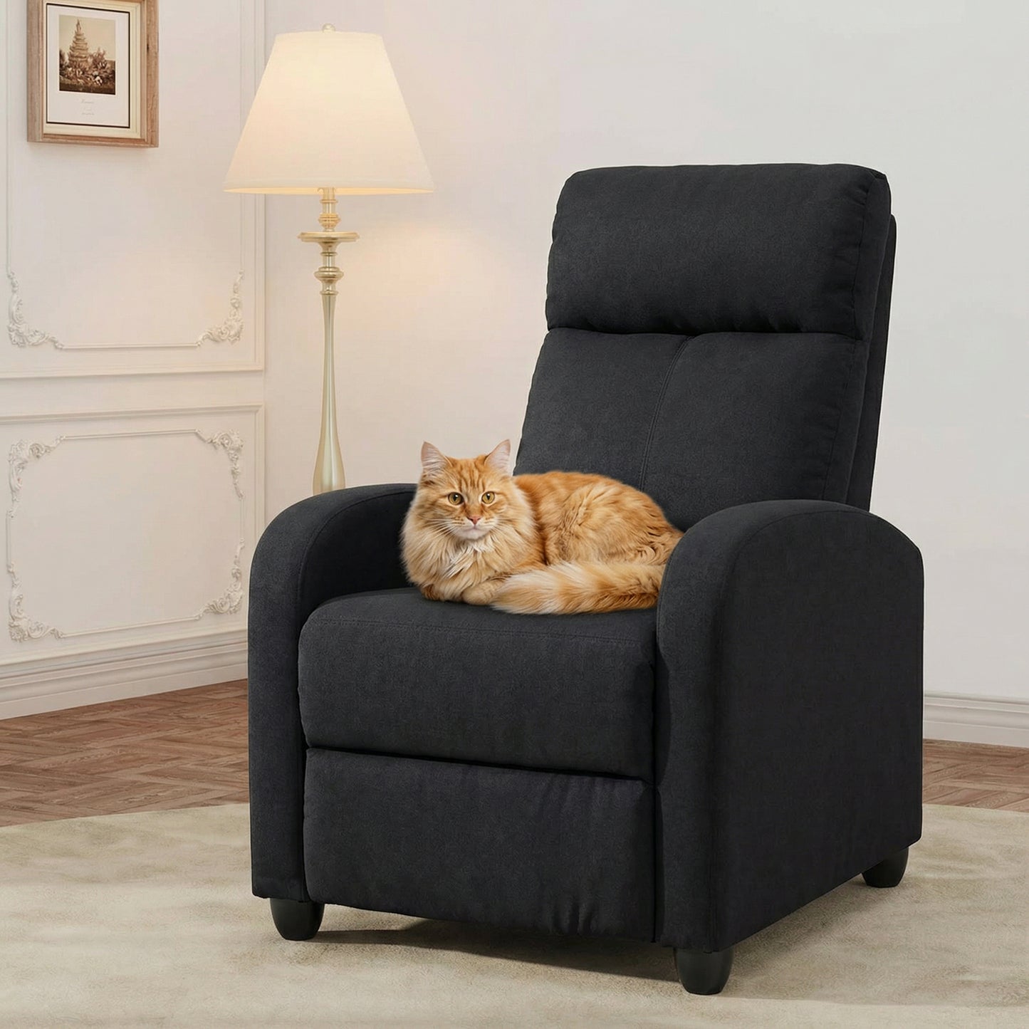 Fauteuil inclinable manuel rembourré lin pour salon