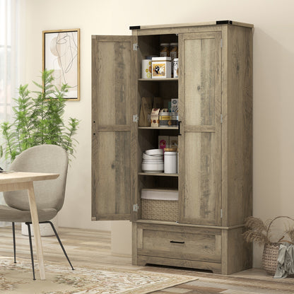 Armoire-garde-manger de cuisine style campagnard 175 cm