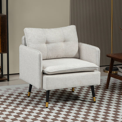 Fauteuil d'accent rembourré dossier capitonné pieds acier