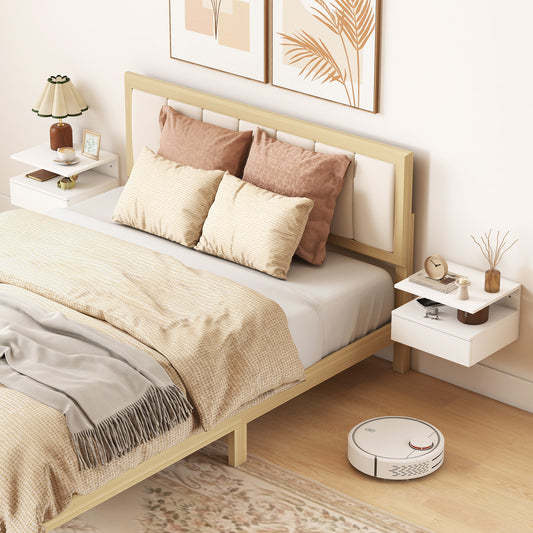 Tables de chevet flottantes murales avec tiroir — lot de 2