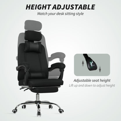 Chaise de bureau ergonomique dossier haut avec repose-pieds