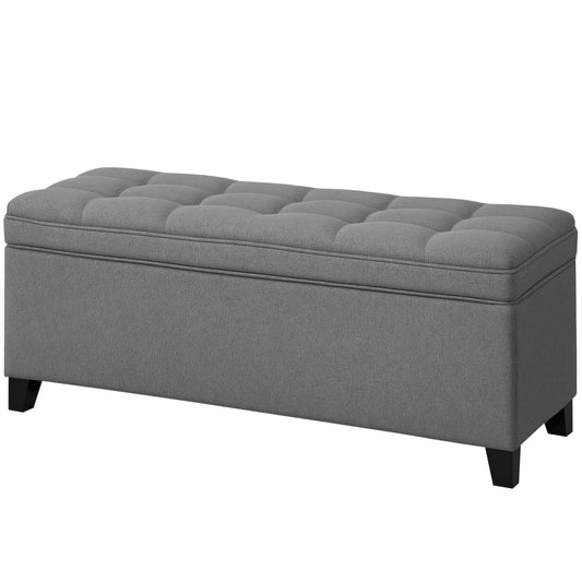 Banc de rangement capitonné en lin