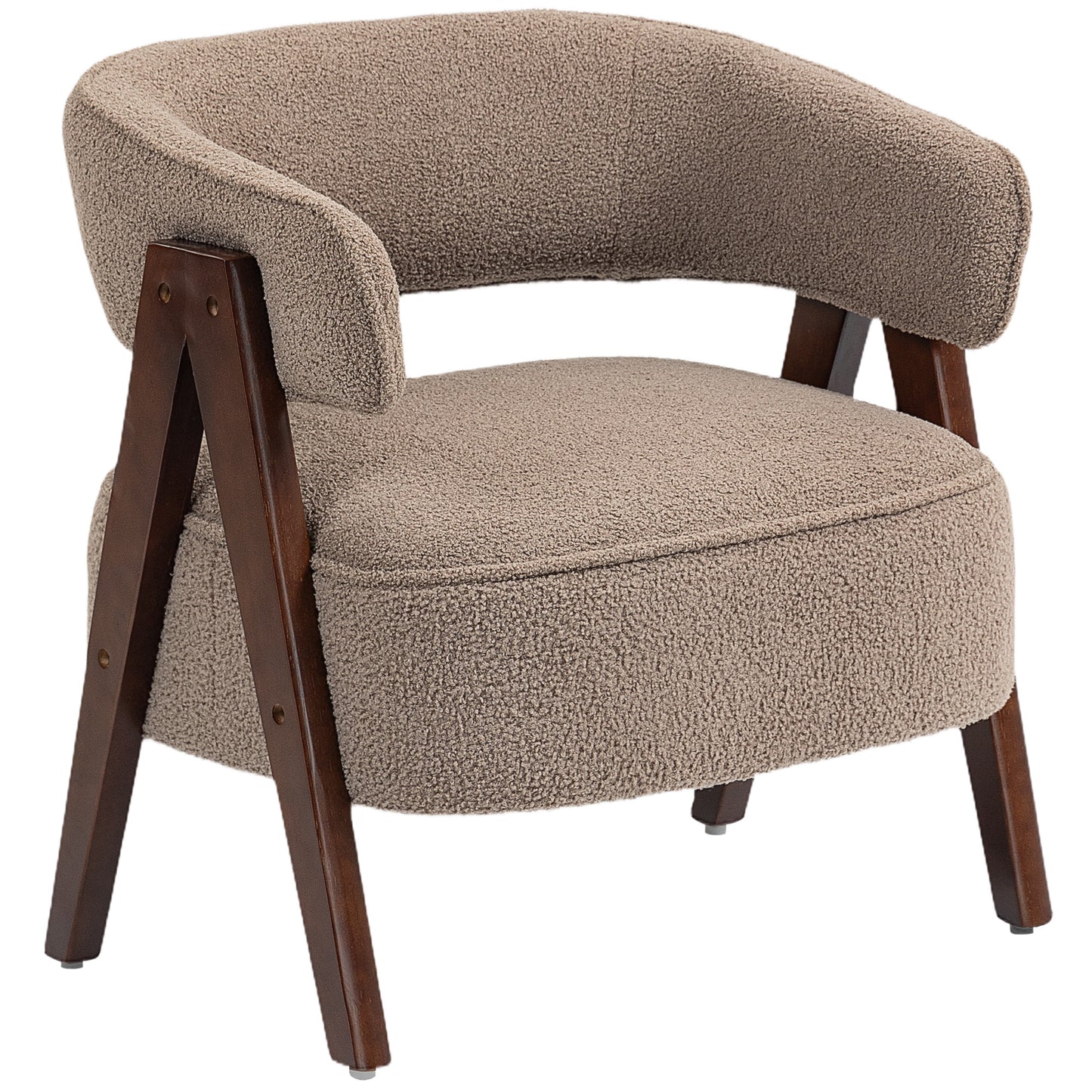 Fauteuil accent sherpa fleece pieds bois nordique