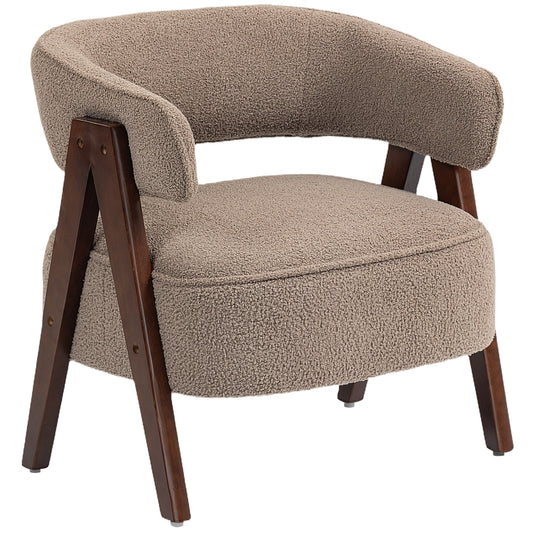 Fauteuil accent sherpa fleece pieds bois nordique
