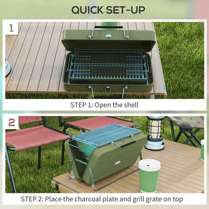 BBQ portable format valise métal charbon