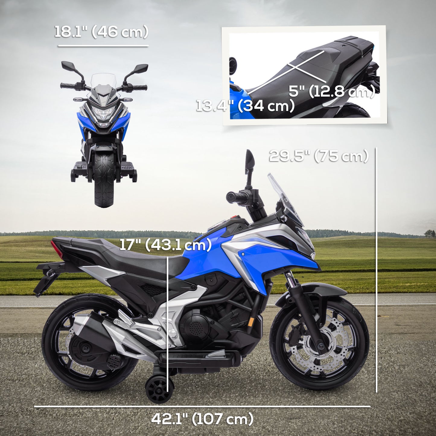 Moto électrique Honda 12V pour enfants avec phares