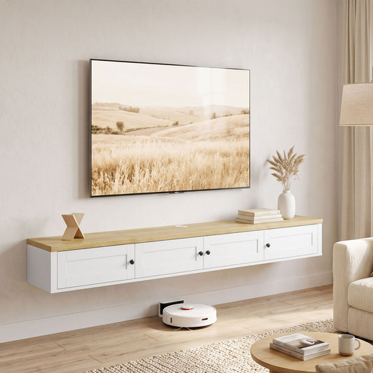 Meuble TV mural suspendu moderne pour téléviseurs de 183 cm
