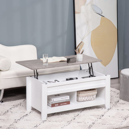 Table à café avec plateau relevable et rangement caché