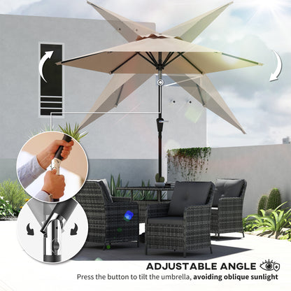 Parasol de terrasse inclinable avec 6 baleines — kaki