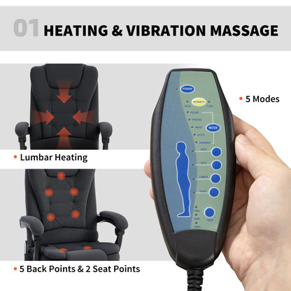 Chaise de bureau massante inclinable avec repose-pieds