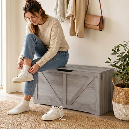 Coffre de rangement rustique avec charnières de sécurité