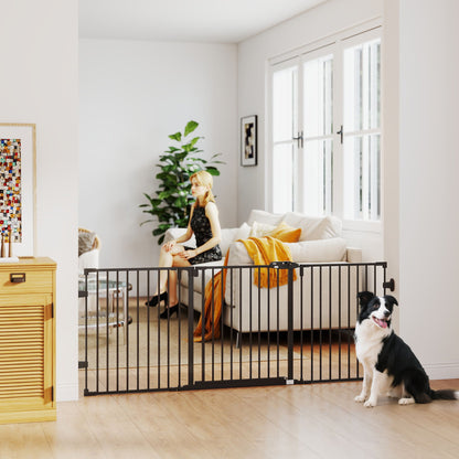 Barrière chien 3 panneaux métal pliable avec porte