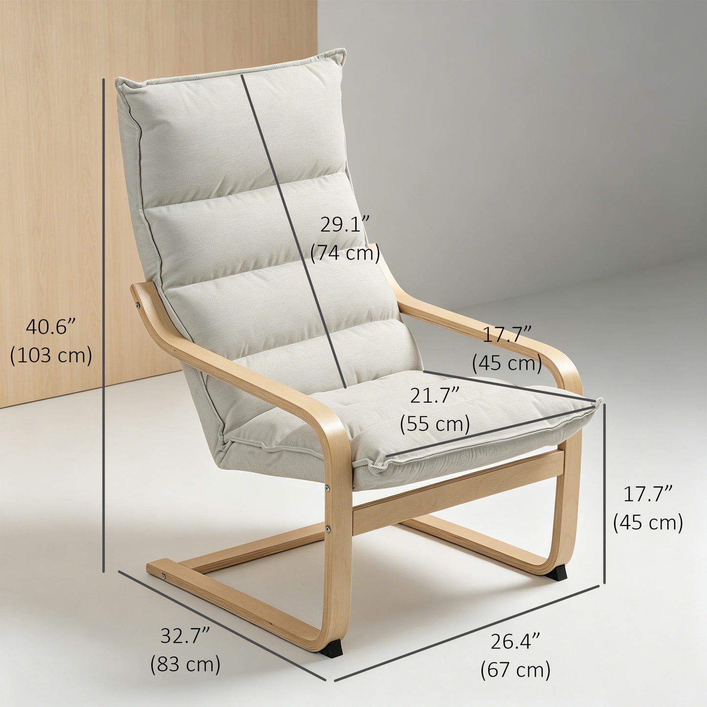 Fauteuil accent velours dossier haut pieds bouleau