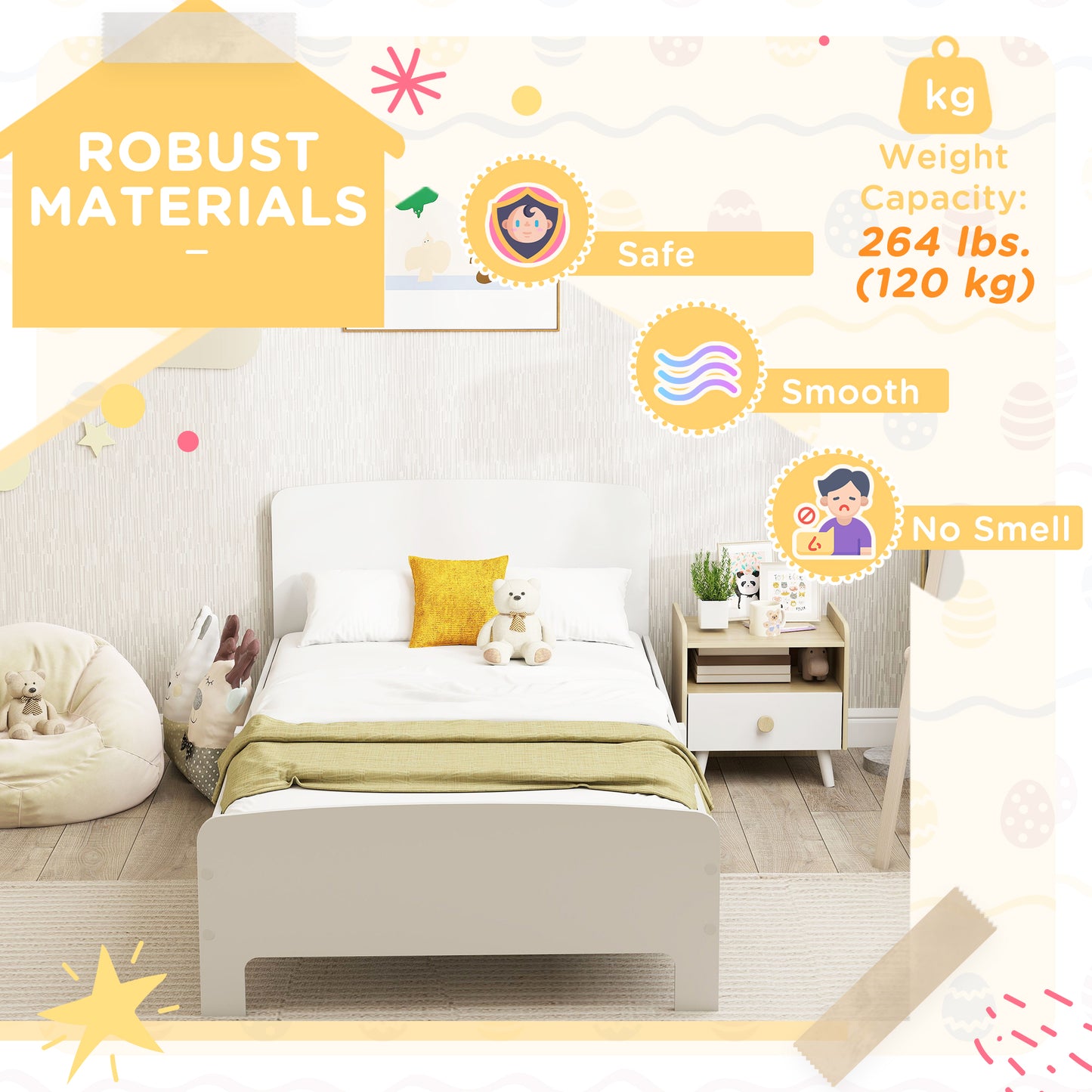 Lit bas enfant design sécuritaire MDF