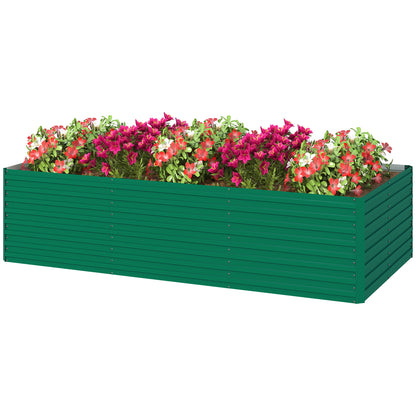 Outsunny 240x120x60cm Raised Garden Bed - Black Galvanized Planter