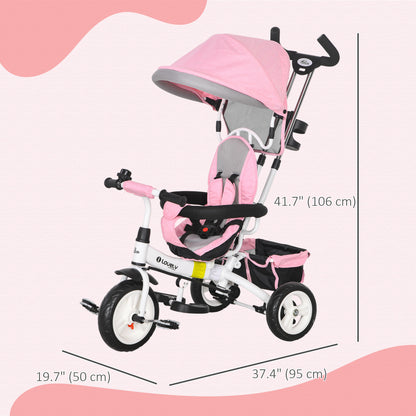 Tricycle 6-en-1 pour tout-petits avec panier et harnais
