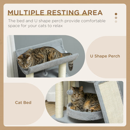 Arbre à chat compact avec perchoir et jouets