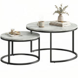 Tables gigognes rondes effet marbre — lot de 2