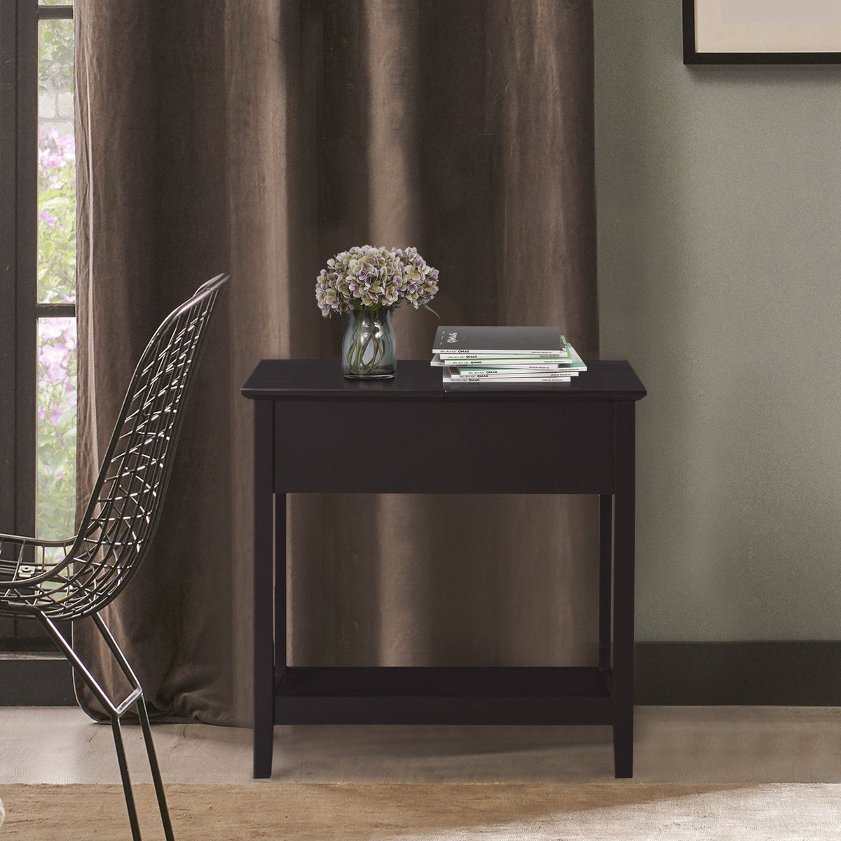 Table d'appoint rabattable avec armoire et étagère