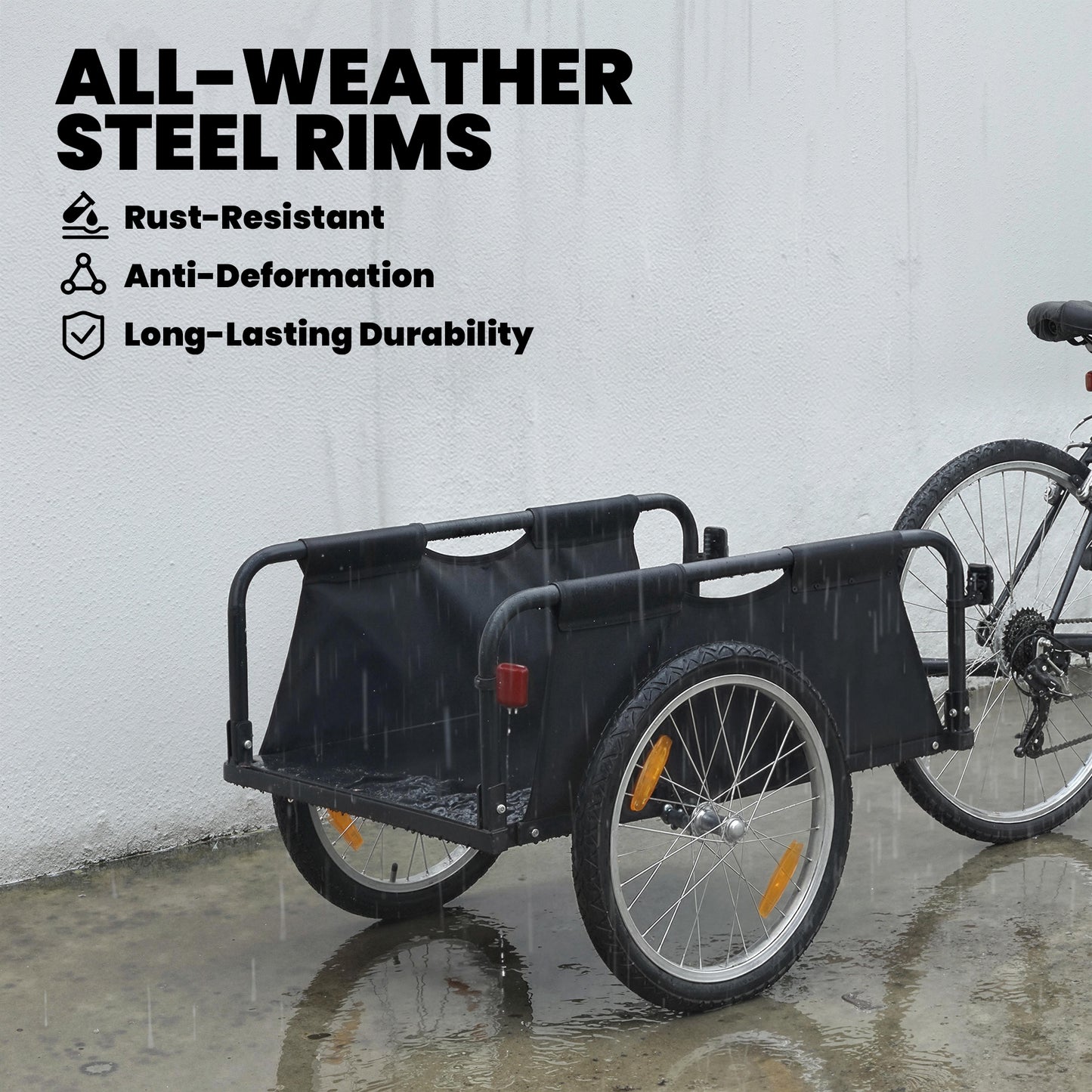 Remorque vélo cargo cadre ouvert roues pneumatiques 16 po