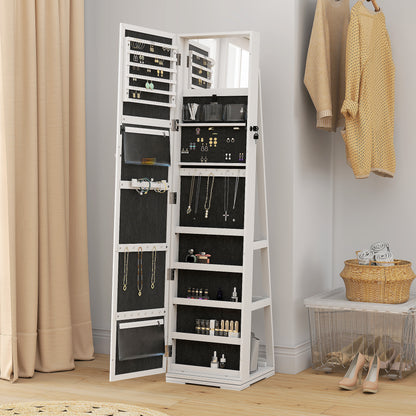 Armoire à bijoux pivotante 360° avec miroir verrouillable