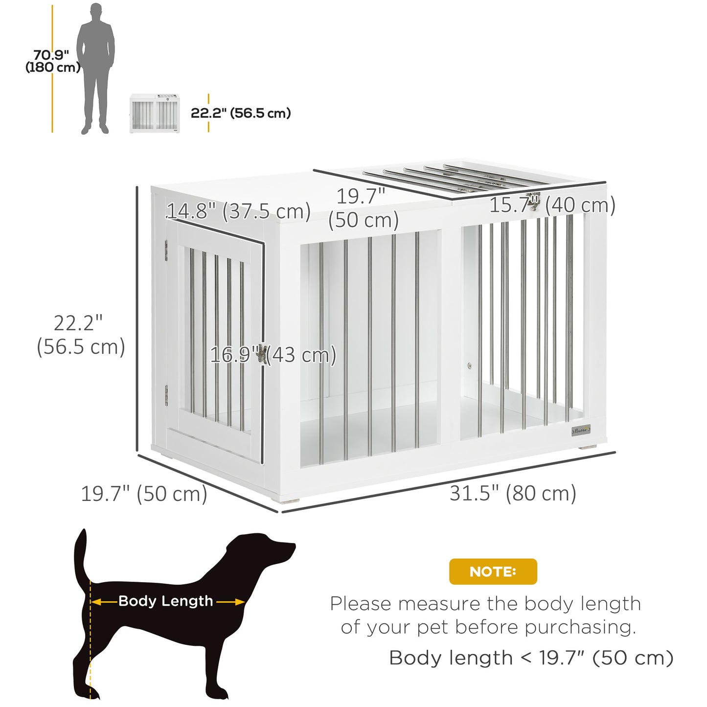 Cage meuble pour chien moyenne taille double porte 80 cm